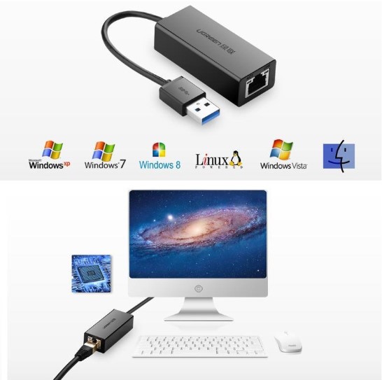 Cáp USB to Lan 2.0 cho Macbook, pc, laptop hỗ trợ Ethernet 10/100 Mbps chính hãng Ugreen 20254